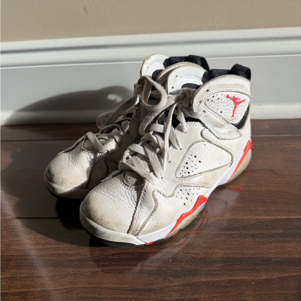 Nike Kids White and Red High-Top Sneakers